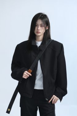 American Retro Punk Style Women's Zip-Up Short Jacket with Unique Design and Loose Fit