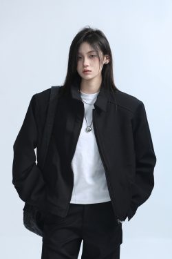 American Retro Punk Style Women's Zip-Up Short Jacket with Unique Design and Loose Fit