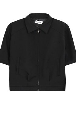 American Retro Punk Style Women's Zip-Up Short Jacket with Unique Design and Loose Fit