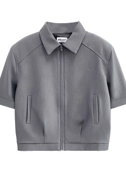 American Retro Punk Style Women's Zip-Up Short Jacket with Unique Design and Loose Fit