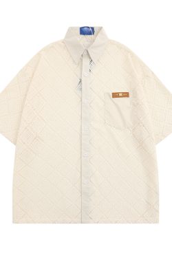 American Retro Short Sleeve Shirt Jacket for Women - Summer Loose Casual Top with Unique Design