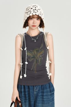 American Retro Spicy Girl Sleeveless T-Shirt Vest - Summer Slim Fit Fake Two-Piece Top for Women