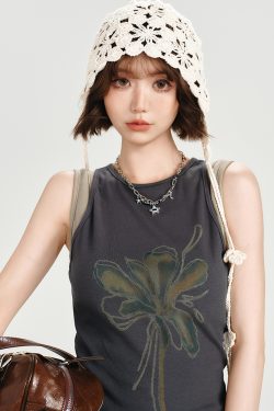 American Retro Spicy Girl Sleeveless T-Shirt Vest - Summer Slim Fit Fake Two-Piece Top for Women