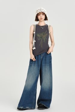 American Retro Spicy Girl Sleeveless T-Shirt Vest - Summer Slim Fit Fake Two-Piece Top for Women