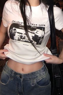 American Retro Spicy Girl T-Shirt for Women, Summer Band Print, Round Neck, Short Sleeve, Slim Fit, Trendy 90s Style Top