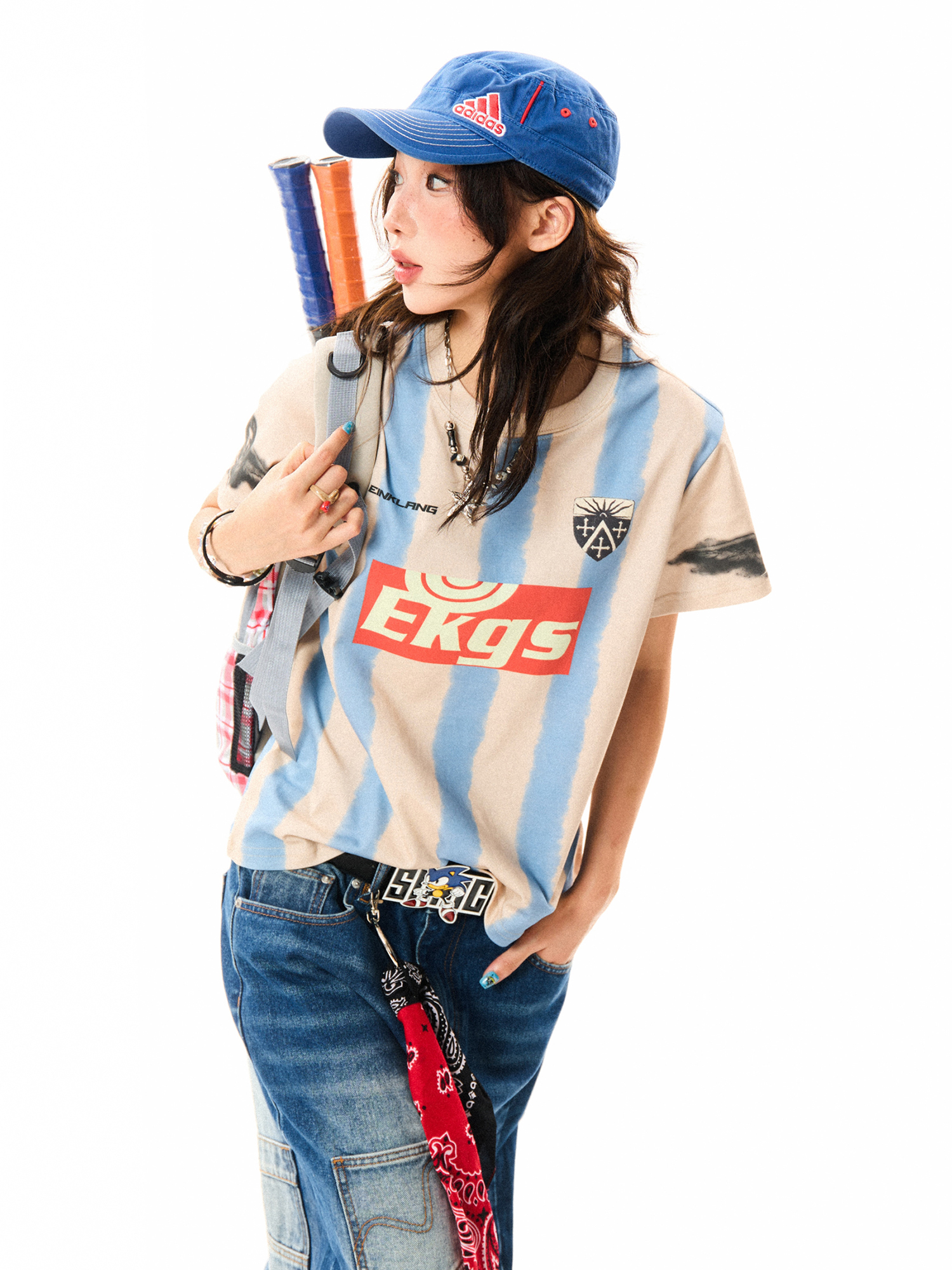 American Retro Sports Style Short-Sleeve T-Shirt for Women - Slim Fit Summer Top, Versatile 90s Inspired Fashion American Retro Sports Style Short-Sleeve T-Shirt for Women - Slim Fit Summer Top, Versatile 90s Inspired Fashion