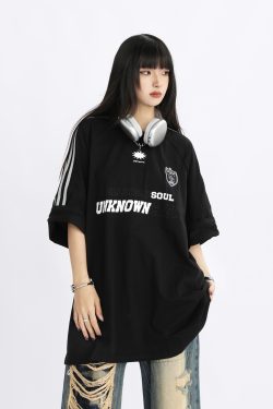 American Retro Striped Oversized Short-Sleeve T-Shirt for Women - Summer Trendy Couple Top, 90s Style, Casual Streetwear