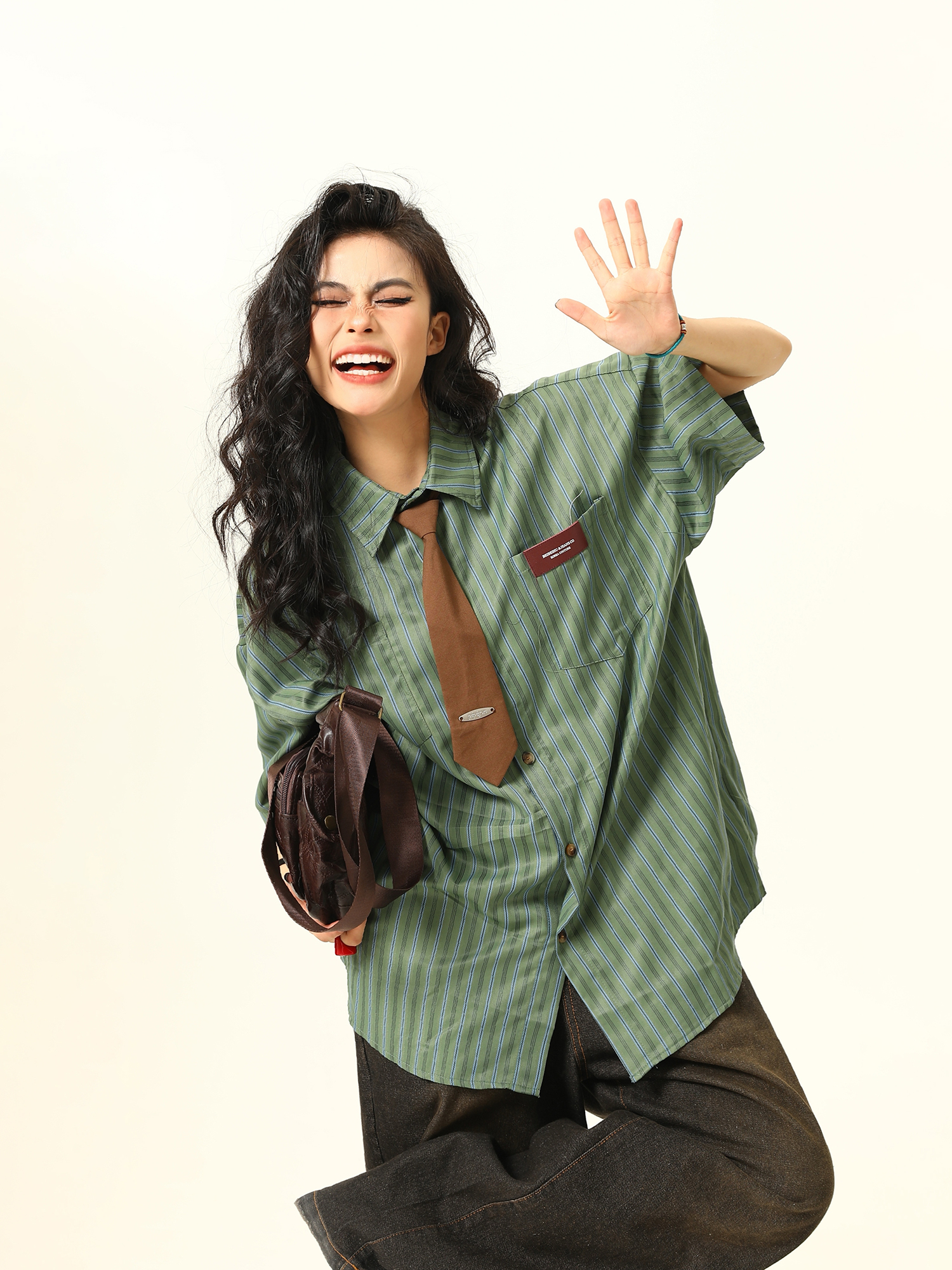 American Retro Striped Short Sleeve Shirt for Women - Versatile Loose Fit Summer Fashion Trend American Retro Striped Short Sleeve Shirt for Women - Versatile Loose Fit Summer Fashion Trend