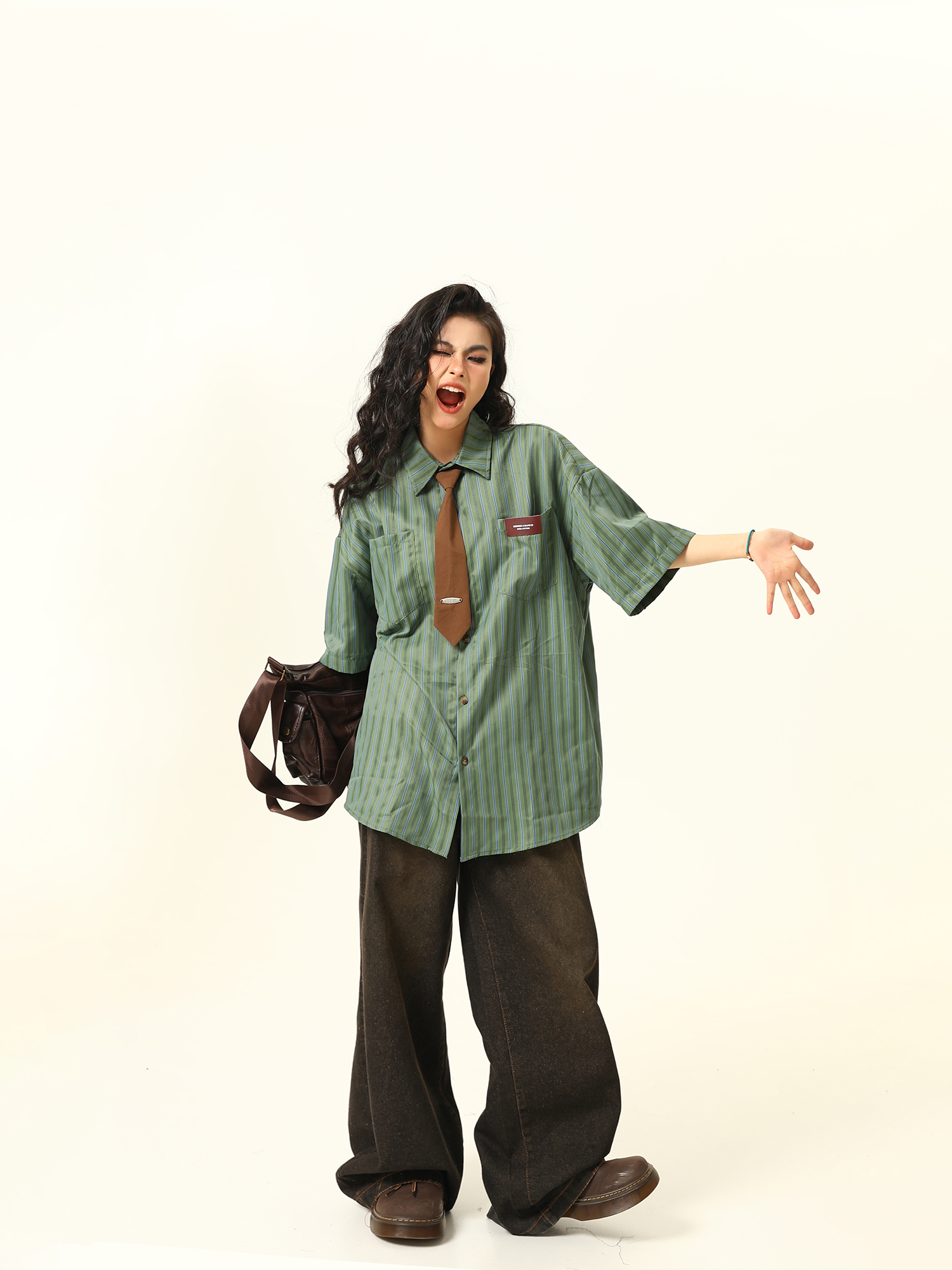 American Retro Striped Short Sleeve Shirt for Women - Versatile Loose Fit Summer Fashion Trend American Retro Striped Short Sleeve Shirt for Women - Versatile Loose Fit Summer Fashion Trend