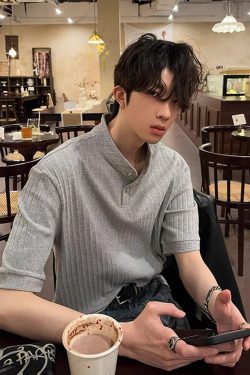 American Retro Textured Henley Short-Sleeve T-Shirt for Men and Women - Trendy Loose Fit Summer Top