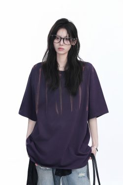 American Retro Tie-Dye Oversized Short Sleeve T-Shirt for Women - Trendy Round Neck Casual Top with Y2K Vibe