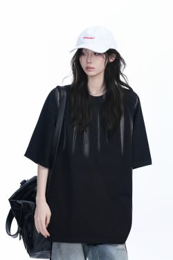 American Retro Tie-Dye Oversized Short Sleeve T-Shirt for Women - Trendy Round Neck Casual Top with Y2K Vibe