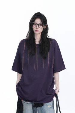 American Retro Tie-Dye Oversized Short Sleeve T-Shirt for Women - Trendy Round Neck Casual Top with Y2K Vibe