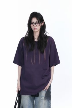 American Retro Tie-Dye Oversized Short Sleeve T-Shirt for Women - Trendy Round Neck Casual Top with Y2K Vibe