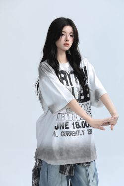 American Retro Tie-Dye Red Short Sleeve T-Shirt for Women - Heavy-Duty Loose Fit Summer Tee with Mountain Graphic Design