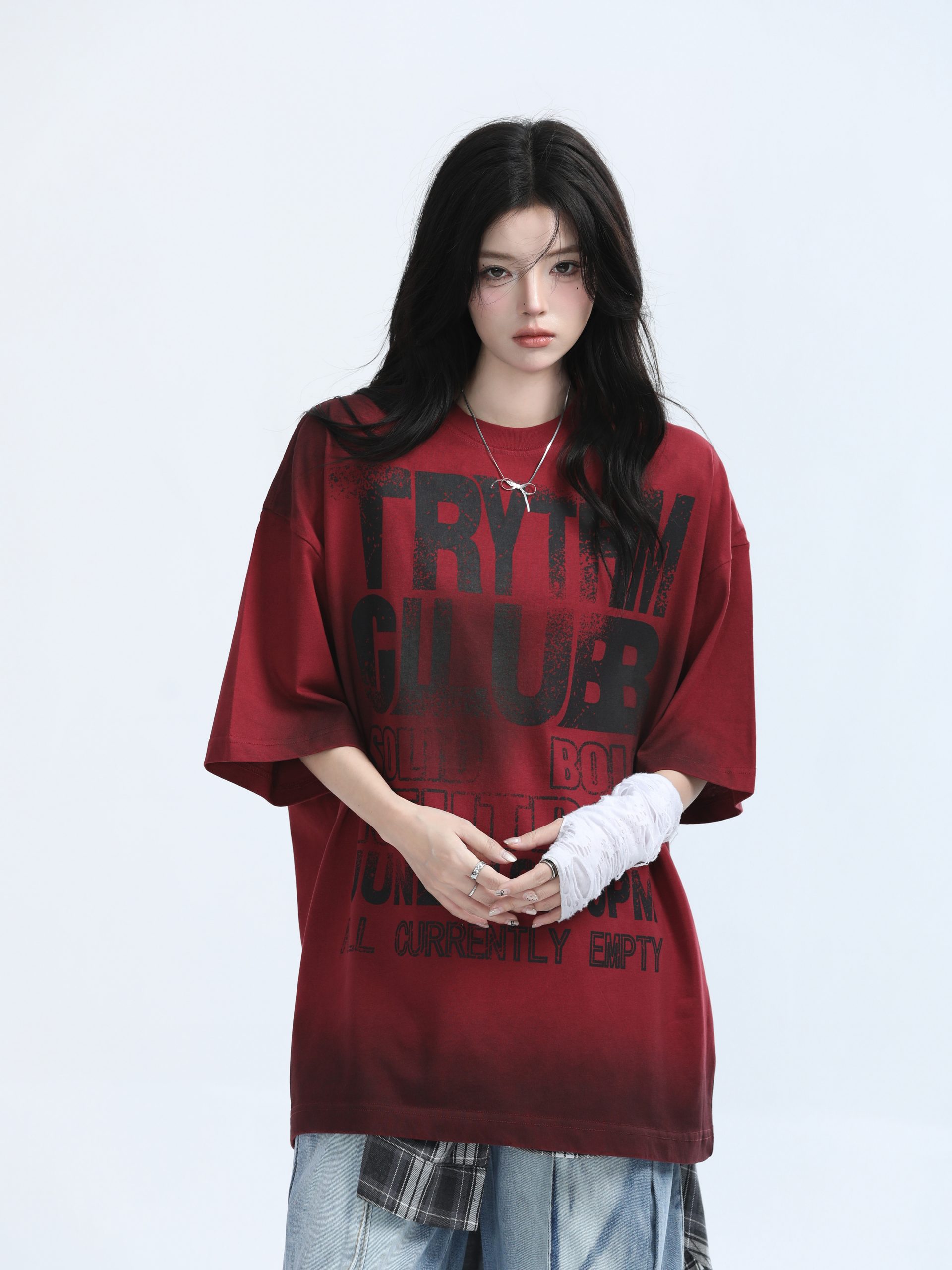 American Retro Tie-Dye Red Short Sleeve T-Shirt for Women - Heavy-Duty Loose Fit Summer Tee with Mountain Graphic Design American Retro Tie-Dye Red Short Sleeve T-Shirt for Women - Heavy-Duty Loose Fit Summer Tee with Mountain Graphic Design