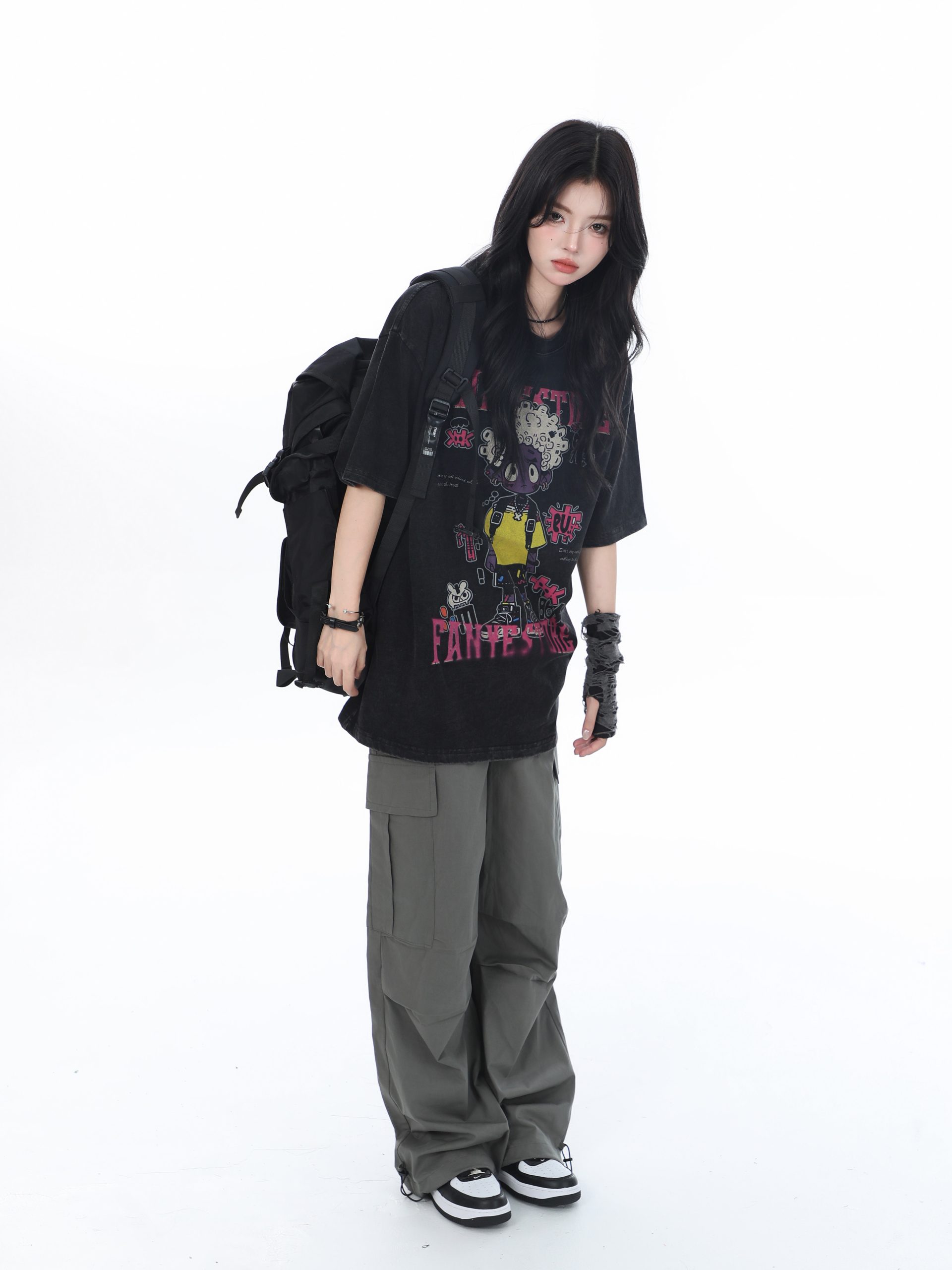 American Retro Trendy Women's Vintage Loose Fit Short Sleeve T-Shirt - "Sit and Eat Until the Mountains Are Empty," Heavy-Duty Cotton Summer Top American Retro Trendy Women's Vintage Loose Fit Short Sleeve T-Shirt - "Sit and Eat Until the Mountains Are Empty," Heavy-Duty Cotton Summer Top