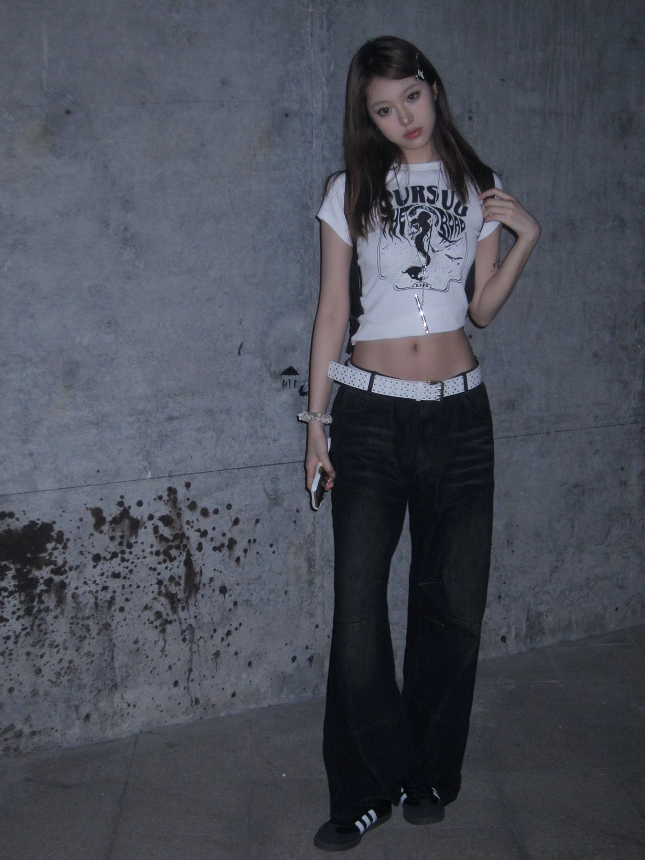 American Retro White Fitted T-Shirt for Women, Sexy Slim Fit Short Sleeve Top, Summer Street Style American Retro White Fitted T-Shirt for Women, Sexy Slim Fit Short Sleeve Top, Summer Street Style