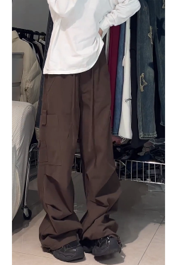 American Retro Wide-Leg Cargo Pants for Women - Loose Versatile Straight Casual Pants, 90s Jazz Dance Style