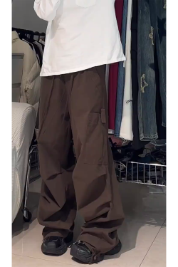 American Retro Wide-Leg Cargo Pants for Women - Loose Versatile Straight Casual Pants, 90s Jazz Dance Style