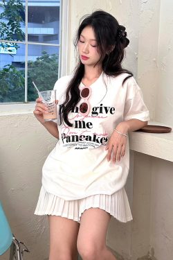 American Retro Women's Summer Short Sleeve Letter Print Heavyweight Cotton T-Shirt - White Loose Fit Casual Top