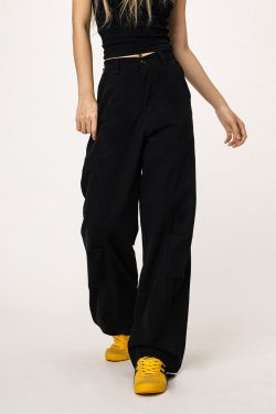 American-Style Black Straight-Leg Casual Pants for Women - Versatile Commuting Trousers - Cleanfit Long Pants