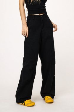 American-Style Black Straight-Leg Casual Pants for Women - Versatile Commuting Trousers - Cleanfit Long Pants
