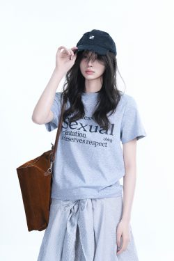 American Style Heavy-Duty Washed Gradient Short Sleeve T-Shirt for Women - Oversized Loose Fit Tee