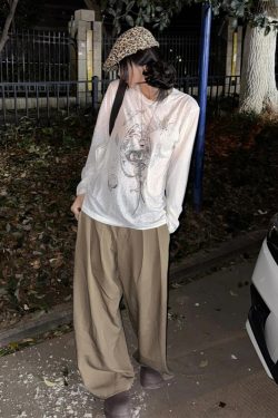 American Style Long Sleeve T-Shirt for Women, Summer Shell Print, Sheer Sun Protection Cover-Up, Loose Fit, Trendy Couple's Top