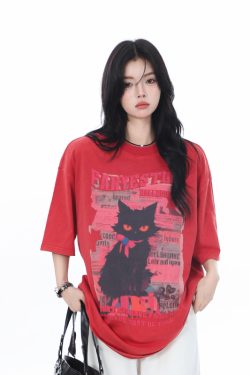 American-Style Oversized Heavy-Duty Washed Short Sleeve T-Shirt for Women - Summer Pure Cotton Loose Fit Trendy Top