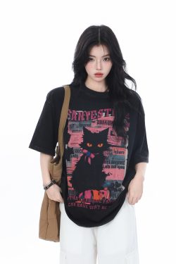 American-Style Oversized Heavy-Duty Washed Short Sleeve T-Shirt for Women - Summer Pure Cotton Loose Fit Trendy Top