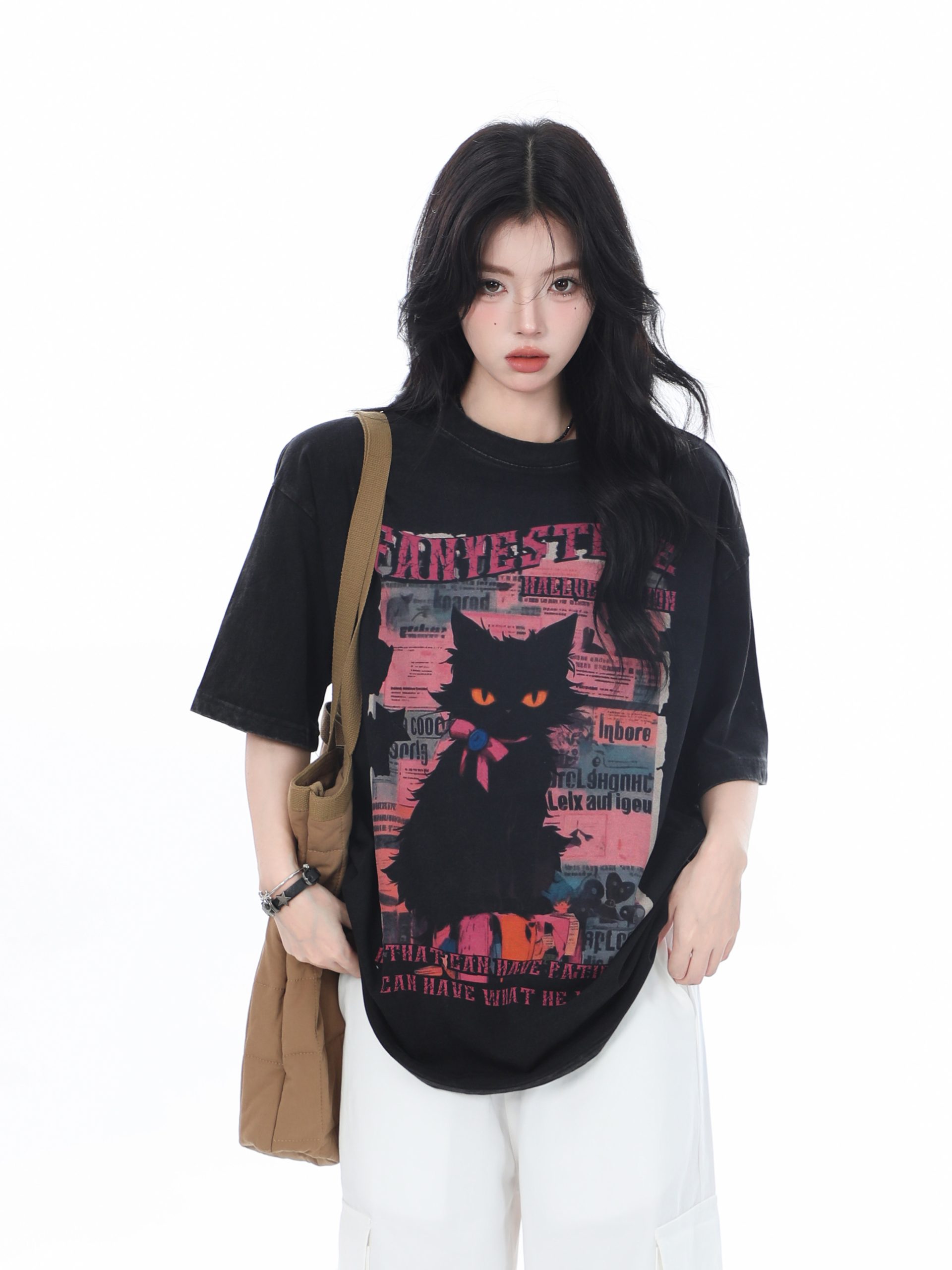 American-Style Oversized Heavy-Duty Washed Short Sleeve T-Shirt for Women - Summer Pure Cotton Loose Fit Trendy Top American-Style Oversized Heavy-Duty Washed Short Sleeve T-Shirt for Women - Summer Pure Cotton Loose Fit Trendy Top