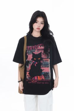 American-Style Oversized Heavy-Duty Washed Short Sleeve T-Shirt for Women - Summer Pure Cotton Loose Fit Trendy Top