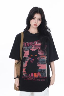 American-Style Oversized Heavy-Duty Washed Short Sleeve T-Shirt for Women - Summer Pure Cotton Loose Fit Trendy Top