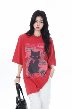 American-Style Oversized Heavy-Duty Washed Short Sleeve T-Shirt for Women - Summer Pure Cotton Loose Fit Trendy Top