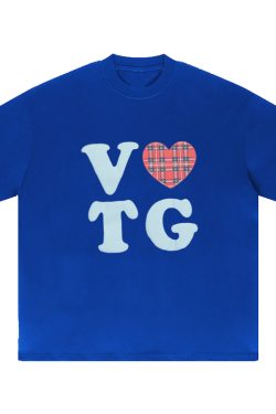 American Style Oversized Short Sleeve Women's Summer Heart Letter Print Loose Round Neck T-Shirt | High Street Fashion