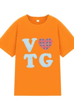 American Style Oversized Short Sleeve Women's Summer Heart Letter Print Loose Round Neck T-Shirt | High Street Fashion