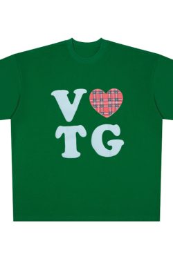 American Style Oversized Short Sleeve Women's Summer Heart Letter Print Loose Round Neck T-Shirt | High Street Fashion