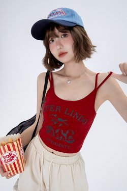 American-Style Printed Camisole for Women - Summer 2023 Niche Design, Trendy Short Spicy Girl Top