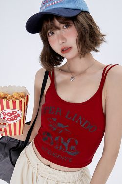 American-Style Printed Camisole for Women - Summer 2023 Niche Design, Trendy Short Spicy Girl Top