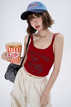 American-Style Printed Camisole for Women - Summer 2023 Niche Design, Trendy Short Spicy Girl Top