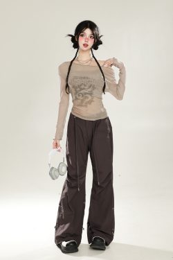 American-Style Red Off-Shoulder Mesh Cover-Up Two-Piece Set for Women - Sweet & Spicy Spring/Summer Sun Protection Long Sleeve Top