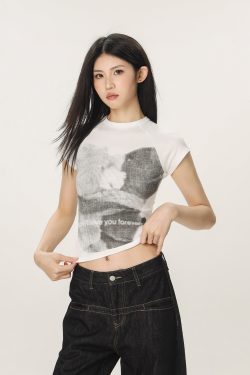 American Style Slim Fit Printed T-Shirt for Women - Beer Team Captain Summer Short Sleeve Top