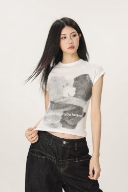 American Style Slim Fit Printed T-Shirt for Women - Beer Team Captain Summer Short Sleeve Top