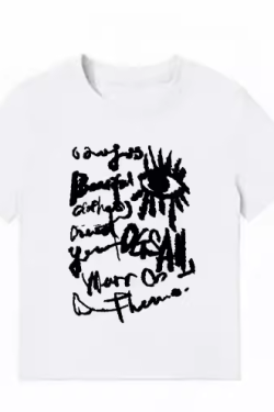 American Style Slim-Fit Short T-Shirt for Women - Summer Graffiti Print, Stretchy, Flattering Shoulder Top