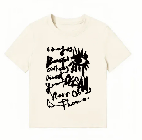 American Style Slim-Fit Short T-Shirt for Women - Summer Graffiti Print, Stretchy, Flattering Shoulder Top American Style Slim-Fit Short T-Shirt for Women - Summer Graffiti Print, Stretchy, Flattering Shoulder Top