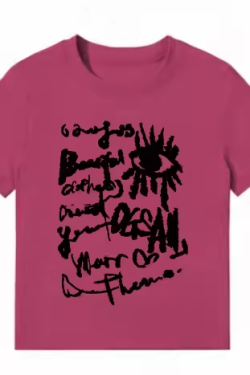 American Style Slim-Fit Short T-Shirt for Women - Summer Graffiti Print, Stretchy, Flattering Shoulder Top