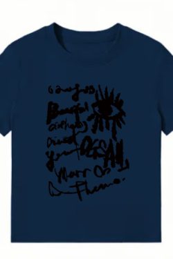 American Style Slim-Fit Short T-Shirt for Women - Summer Graffiti Print, Stretchy, Flattering Shoulder Top