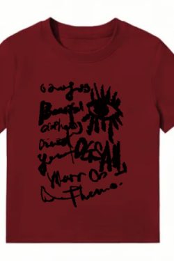 American Style Slim-Fit Short T-Shirt for Women - Summer Graffiti Print, Stretchy, Flattering Shoulder Top