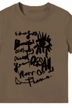 American Style Slim-Fit Short T-Shirt for Women - Summer Graffiti Print, Stretchy, Flattering Shoulder Top